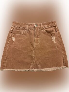 Y2K American Eagle Outfitters Mini Skirt in Warm Brown Corduroy